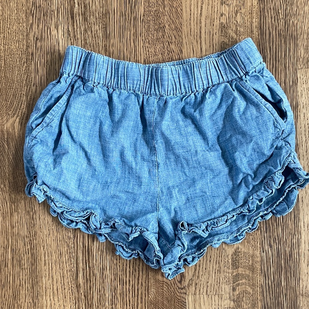 Jcrew Chambray Ruffle Hem Girls Shorts